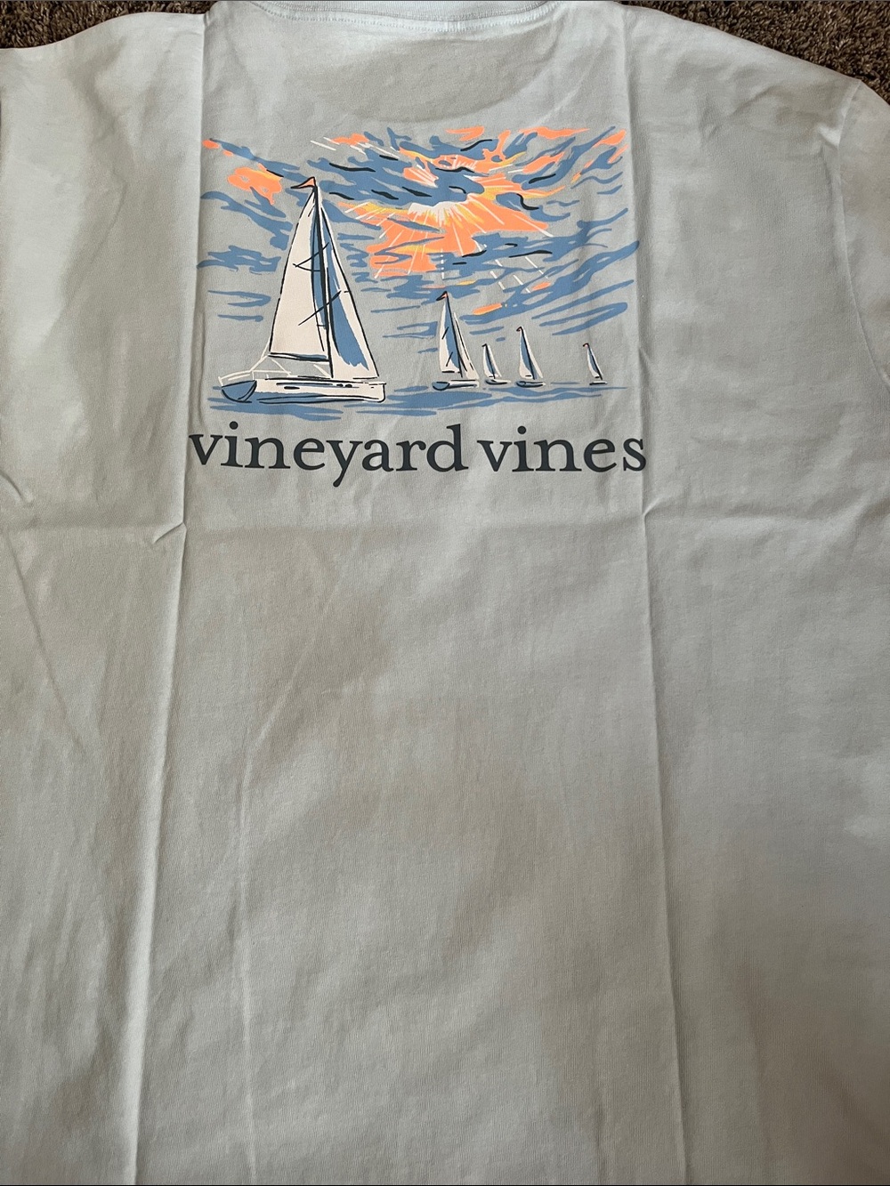 Vineyard Vines light blue Tee with Sailboat Sunset Graphic! New. XXL! - Picture 2 of 8